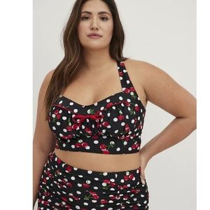 Torrid RETRO style Cherry Polka Dot 2 piece bathing suit